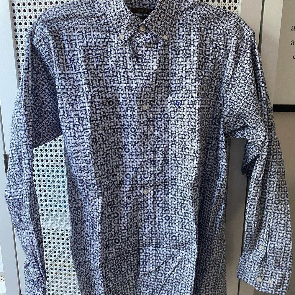 Ariat Men's Navy Geometric Button Down Shirt